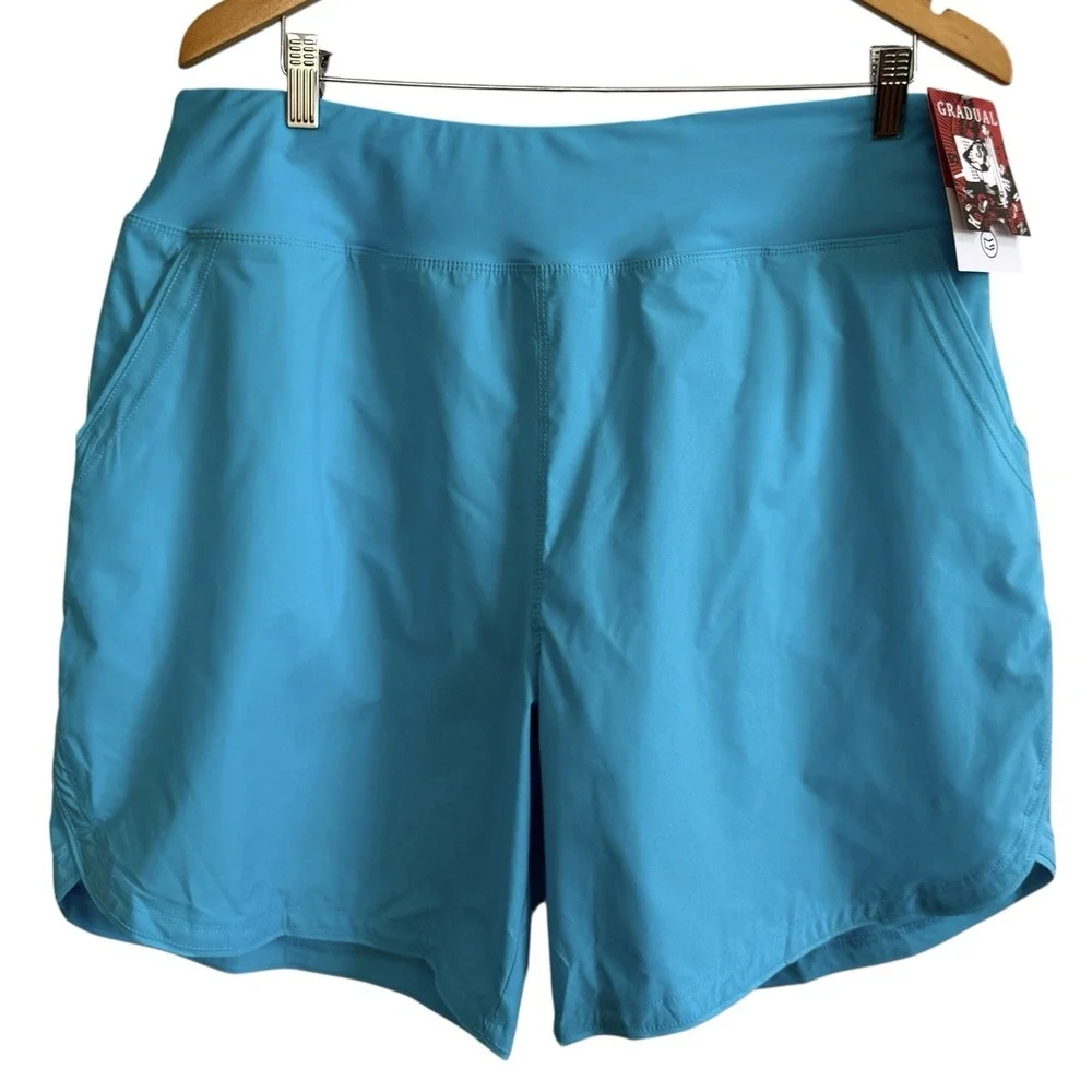 Gradual NEW Aqua Blue Lined Briefs 4 Way Stretch Shorts w/ Pockets Size XXL #441